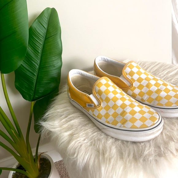 Yellow checkered vans. Worn less than 10 times. - Picture 2 of 2